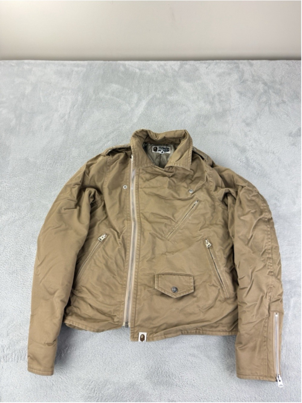 A Bathing Ape Women's Tan Cropped Cotton Jacket Medium